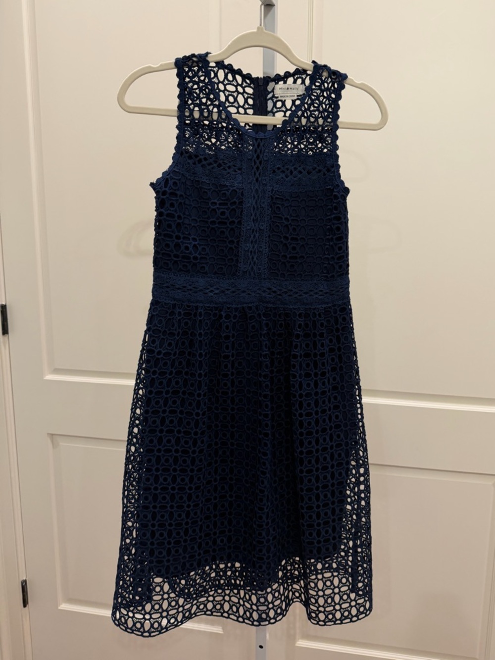 Mini Molly Bracken Navy Lace Eyelet Scalloped Tween Dress
